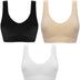 SZJH 3 Pack Of Simply Ultra Comfort Seamless Sport Style Bra With Removable Pads, White/Black/Nude, XXL