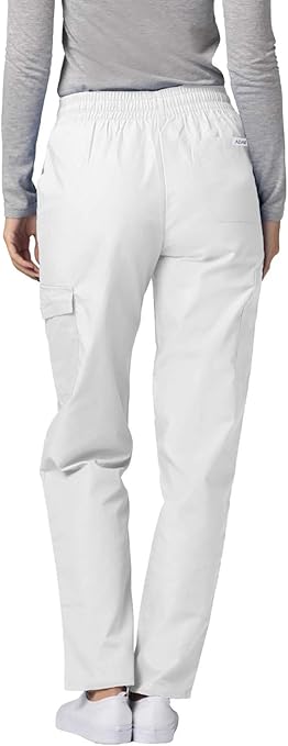 Adar Universal Scrubs for Women - Tapered Cargo Scrub Pants - 506 - White - S
