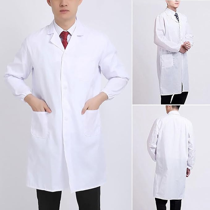 walgreen Xample Lab Coat Hygiene Food Industry Uniform Solutions Unisex Lab/Doctors Coat/Warehouse/Hygiene Coat DIY Coat/Workwear Doctor Students School Coat Women Men,Laboratory Coat (Large),White