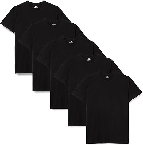 Lower East Men's LE105 T-Shirt, Black, L (Pack of 5)