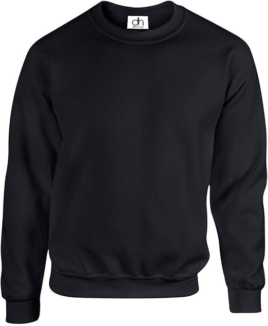 D&H CLOTHING UK Premium Sweatshirts Plain Workwear Casual Crewneck Jumper Sweater Sports Leisure Fleece Black, M