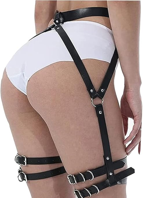 Leather Sexy Belly Waist Chain Belt Body Harness Leg Garter Thigh Body Jewelry Accessories for Women Masquerade, One Size, Leather