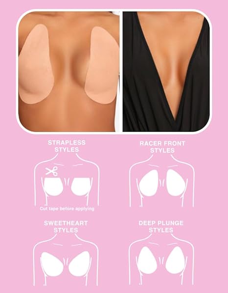 Perky Pear Original Lift & Shape Boob Tape [A-G Cups] - 2 Pairs of Boob Tape & 3 pairs Nipple Protector covers - Colour Options (F-G, Beige)
