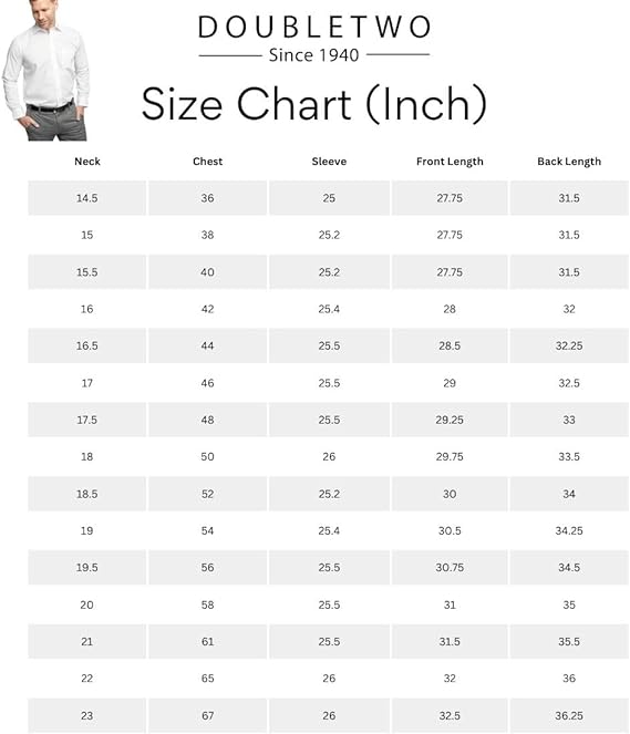 Double TWO Men's Long Sleeve Plain Formal Shirt Non Iron Classic Fit Business Dress Shirt