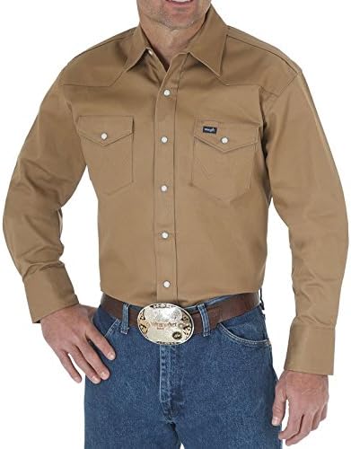 Wrangler Men's Western Work Shirt Firm Finish - Beige (Rawhide) - 4XL