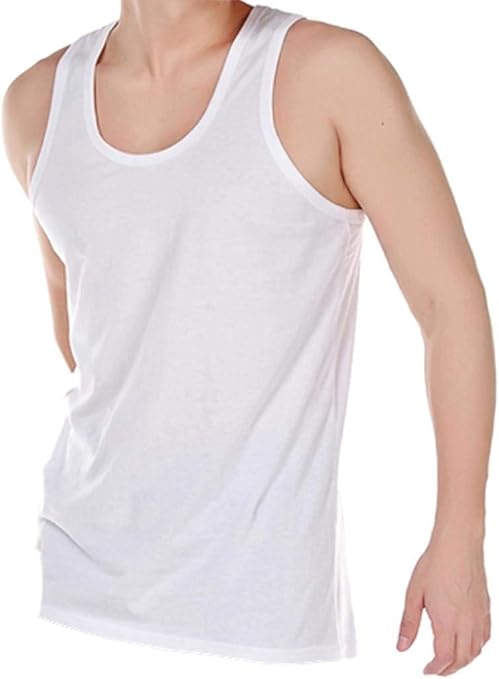 Mens 100% Cotton Summer Weight Singlet Vests Underwear/White/Available (Pack of 2) L