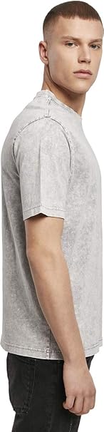 Build Your Brand Men's Acid Washed Tee T-Shirt, Grey Black, 3XL