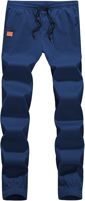 Jolicloth Mens Work Trousers Cargo Jogging Chinos Bottoms Casual Slim Fit Gym Joggers Combat Sweatpants Blue L