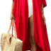 Bsubseach Women Solid Red Long Beach Swimsuit Cover Ups for Swimwear Sexy Bikini Beach Kimono Cardigan, Red, XXL