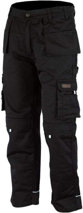 WrightFits Men Pro-11 Work Trousers Black - Heavy Duty Safety Combat Cargo Pant - Multi Pockets & Knee Pad Pockets - Triple Stitched -Durable Work wear (34W X 33L, Black)