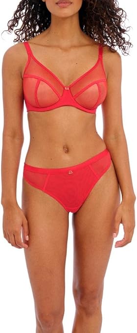 Freya Women's Snapshot Underwire High Apex Bra Full Coverage, Sheer, Chilli Red, 32E