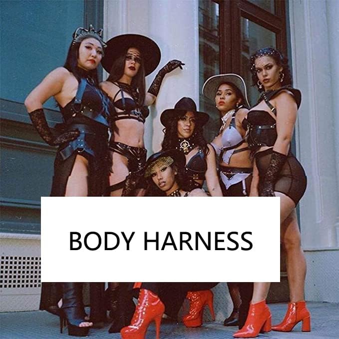 Leather Sexy Belly Waist Chain Belt Body Harness Leg Garter Thigh Body Jewelry Accessories for Women Masquerade, One Size, Leather