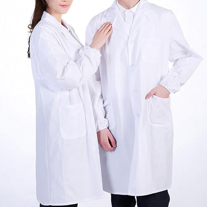 walgreen Xample Lab Coat Hygiene Food Industry Uniform Solutions Unisex Lab/Doctors Coat/Warehouse/Hygiene Coat DIY Coat/Workwear Doctor Students School Coat Women Men,Laboratory Coat (Large),White