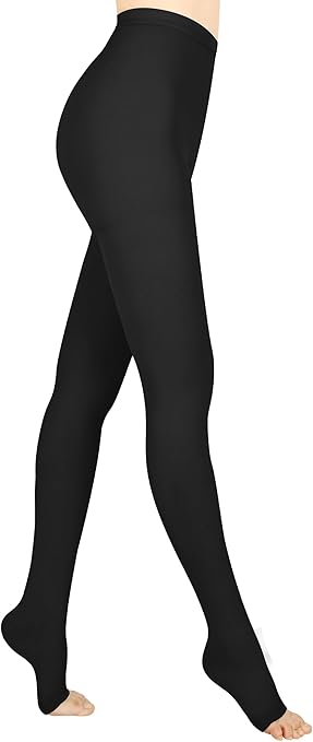 Evolyline Medical Compression Tights for Women & Men 15-20mmHg, Open Toe Compression Pantyhose Opaque Graduated Support Tights Compression Stockings for Varicose Veins Edema Flight Nursing, Black, 3XL