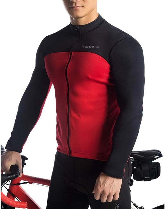 Przewalski Men's Cycling Jacket Thermal Long Sleeve Winter Bike Jacket Breathable Full Zipper Bicycle, XL