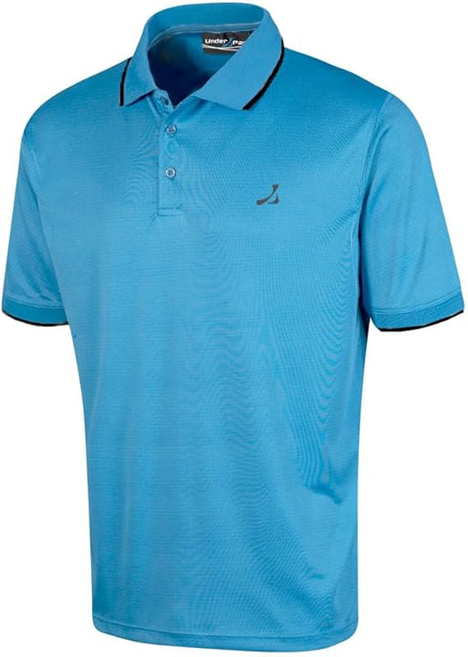 Under Par 2 Pack Men's Golf Polo Shirt in Waffle Knit with Stretch, Moisture Wicking and UV protection, Black & Turquoise, XL