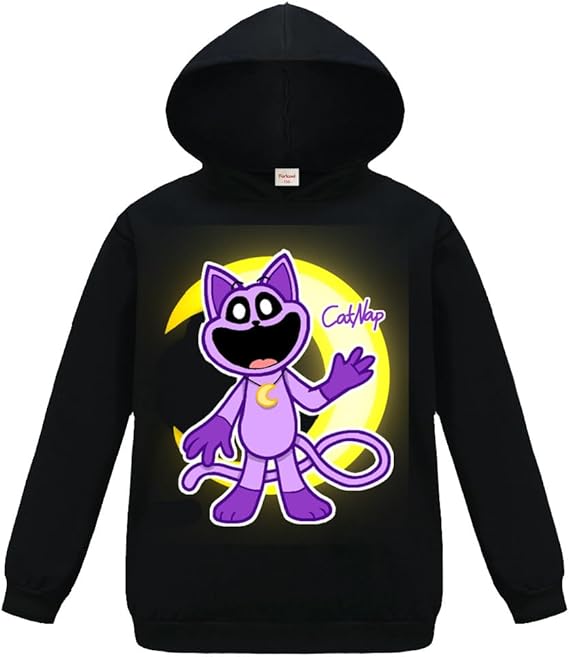 Forlcool Smiling Critters Boys Hoodies Cotton Jumper for Kids 3-13 Years, Black, 7-8 Years