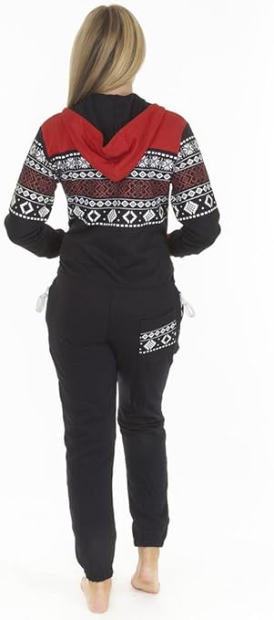 Love My Fashions Womens Unisex Outfit Aztec Print Camo Camouflage Hooded Zip up Onesie All in One Activewear Jumpsuit for Adult Mens Ladies Lougewear Pyjamas Plus Size,Aztec High Neck - Navy Blue,XXL