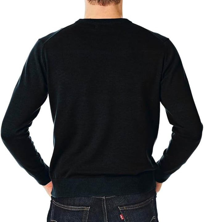 Castle Point Mens Herren-strickpullover Mit Rundhalsausschnitt CSPKNT003 Cotton Jumper Pullover Sweater, Crew Neck, Black, L, Black, L UK