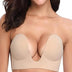 Bontierie Women's Push Up Plunge Adhesive Deep U-Shaped Sticky Bra, Strapless Backless Breast Lifting Bra, Beige, D