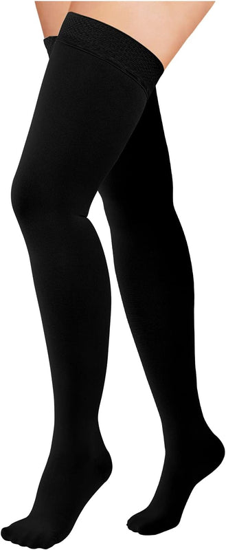 Evolyline Thigh High Compression Stockings for Women & Men 20-30 mmHg, Medical Closed Toe Firm Graduated Support Stockings Compression Socks for Varicose Veins Flying Edema Flight Running Pregnancy, Black, M