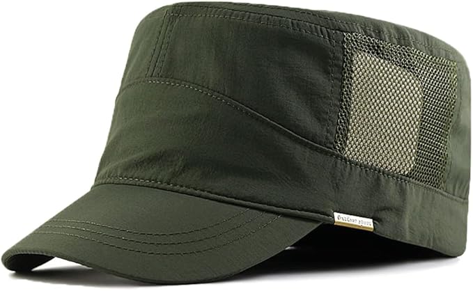 YAMEE Mesh Military Cap Plus Size Hats for Men Summer XL Army Hats Quick Qry Short Bill Hat Cadet Cap (as8, Alpha, x_l, Green)