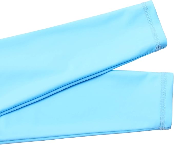 ZNYUNE Girls' Two-Piece Swimsuit, Fabric Print, Children's Swimwear, Long Sleeves + Trousers, Swimsuit, Mermaid Blue, 11-12 Years