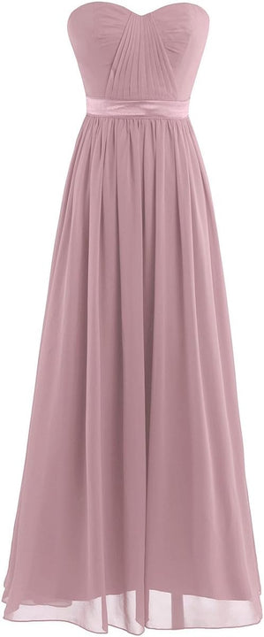 TiaoBug Women Sleeveless Chiffon Dress Empire Waist Bridesmaid Evening Prom Party Dresses Gowns Dusty Rose 12