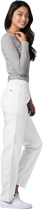 Adar Universal Scrubs for Women - Tapered Cargo Scrub Pants - 506 - White - S