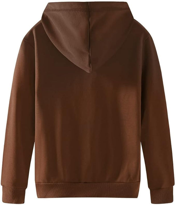 Spring&Gege Youth Solid Full Zipper Hoodies Soft Kids Hooded Sweatshirt for Boys and Girls, Brown, Size 9-10 Years