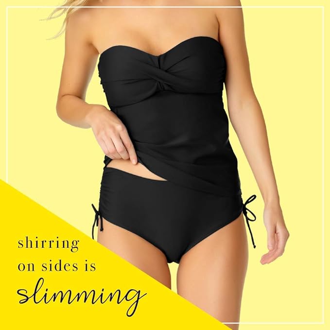 Catalina Women's Twist Front Bandeau Swimsuit Tankini Top, White, L UK