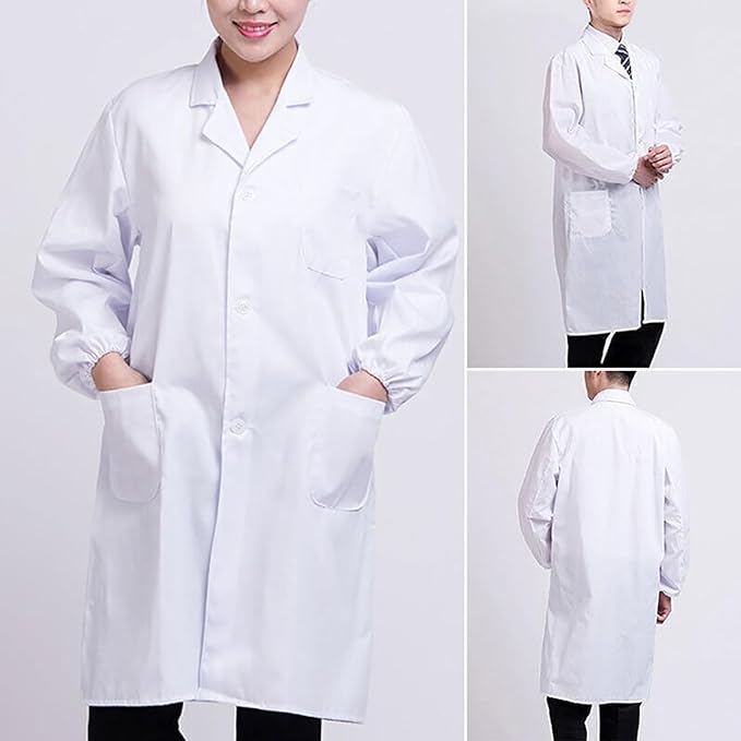 walgreen Xample Lab Coat Hygiene Food Industry Uniform Solutions Unisex Lab/Doctors Coat/Warehouse/Hygiene Coat DIY Coat/Workwear Doctor Students School Coat Women Men,Laboratory Coat (Large),White