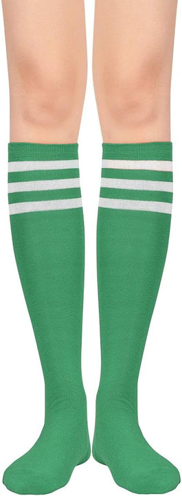 Durio Knee Socks Women's Overknee Socks Long Stockings Overknee Striped Socks Knee Socks Carnival Halloween Costume Cosplay Costume Girls, Green and white stripes, One size