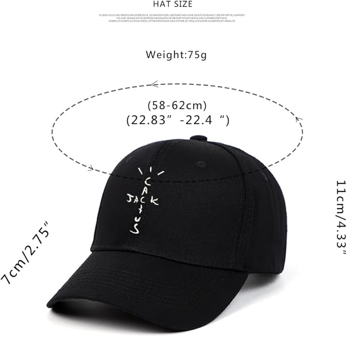 QICAT 100 Percent Cotton Cactus Jack Baseball Caps Travis Scott Unisex Astroworld Dad Hat Cap ASTROWORLD Embroidery Man Women Summer Hat Black, One Size