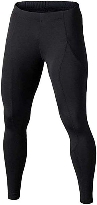BUYKUD Men's Long Sleeve Base Layer Compression Athletic Underwear Shirt Tights Top & Bottom Set, Black, S