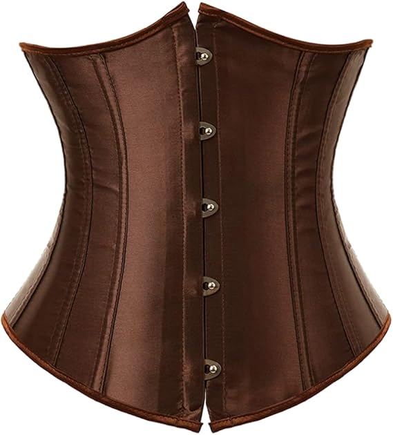 Kelvry Women's Satin Waist Cincher Lace up Boned Bustier Underbust Corset XL
