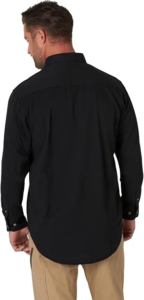 Wrangler Men's Logger Twill Long Sleeve Workshirt SHIRT, Black, L