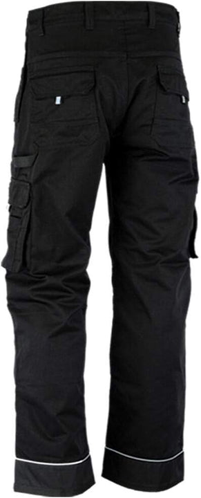 WrightFits Men Pro-11 Work Trousers Black - Heavy Duty Safety Combat Cargo Pant - Multi Pockets & Knee Pad Pockets - Triple Stitched -Durable Work wear (34W X 33L, Black)