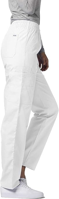 Adar Universal Scrubs for Women - Tapered Cargo Scrub Pants - 506 - White - S