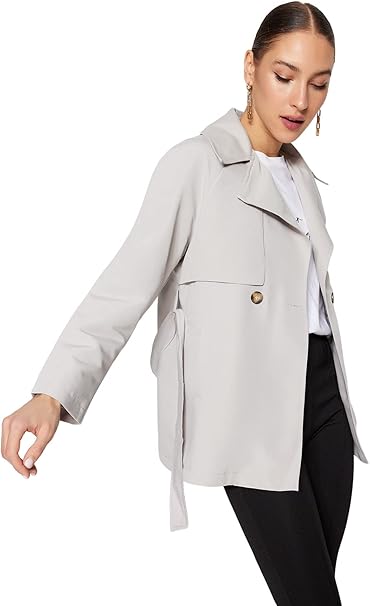Trendyol Women Young Oversize Double-breasted Lapel collar Woven Trench Coat