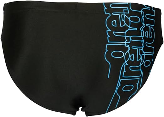Arena Boy's Swim Briefs Graphic, Black-Turquoise, 8-9 Years