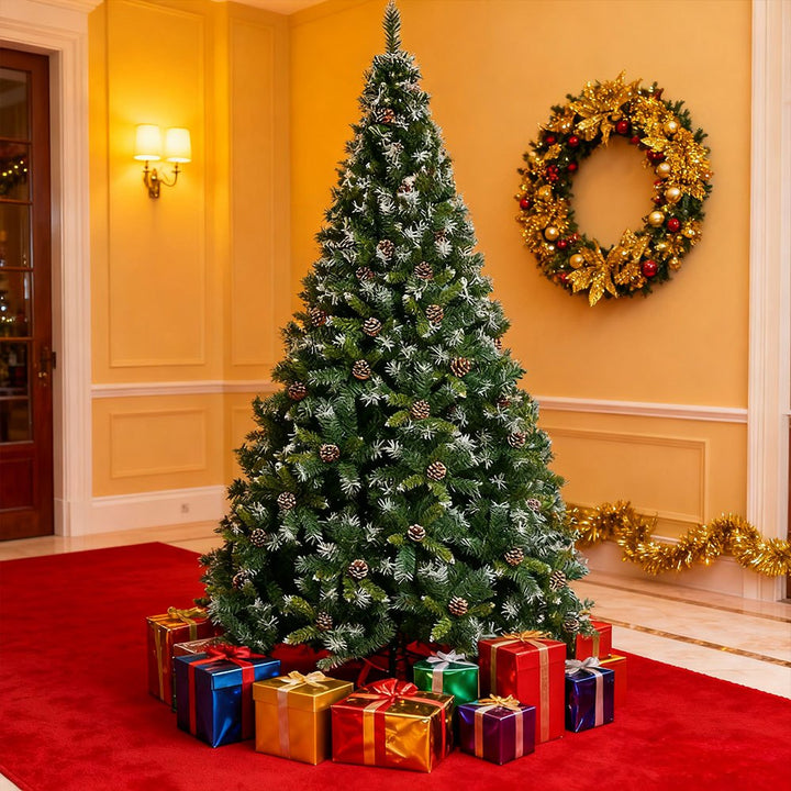 Artificial Christmas Tree with Snowflakes, Berries & Pine Cones – Full PVC Branches