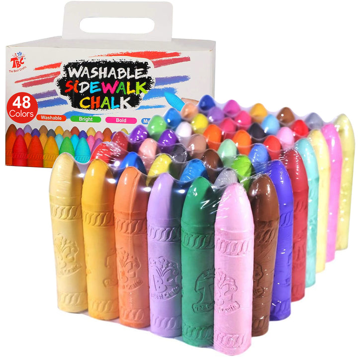 48pcs Jumbo Pavement Chalk Set – Washable Non-Toxic Outdoor Drawing Chalk