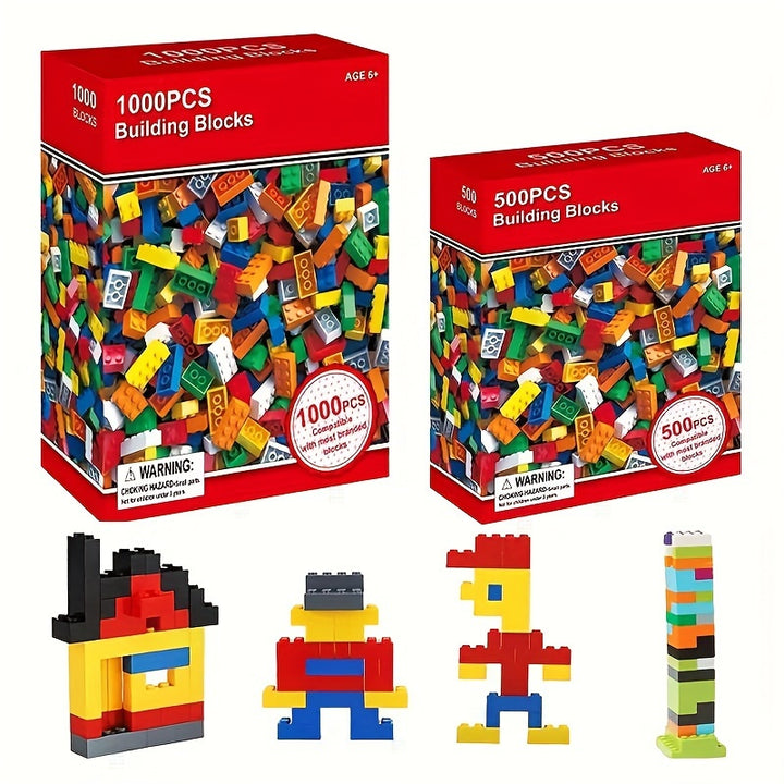 500/1000pcs Building Bricks Set – Classic Colour Creative Blocks for Kids