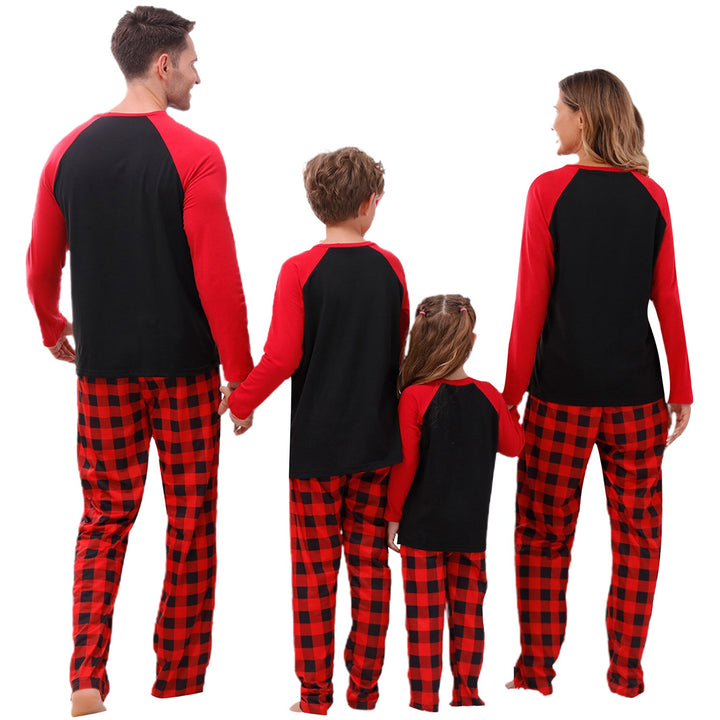 Matching Family Christmas Pyjamas – Tree Print Long Sleeve Top & Plaid Pants