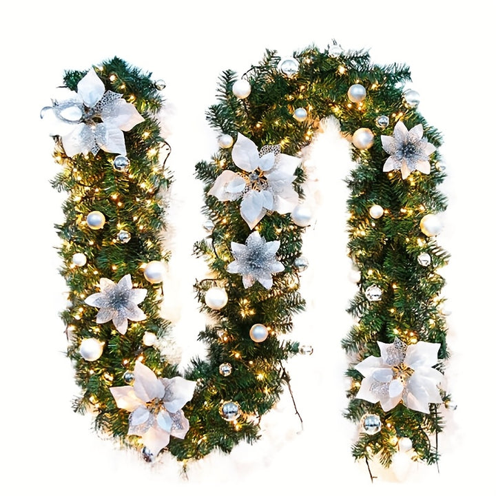 2Pcs 9ft/2.7m Artificial Christmas Garland – Pine Cones, Berries & Baubles