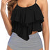 FLYILY Women Two Piece High Waisted Swimwear Tankin Sets Ruffle Ruched Bathing Suit Swimming Costume(2-BlackStripe,M)