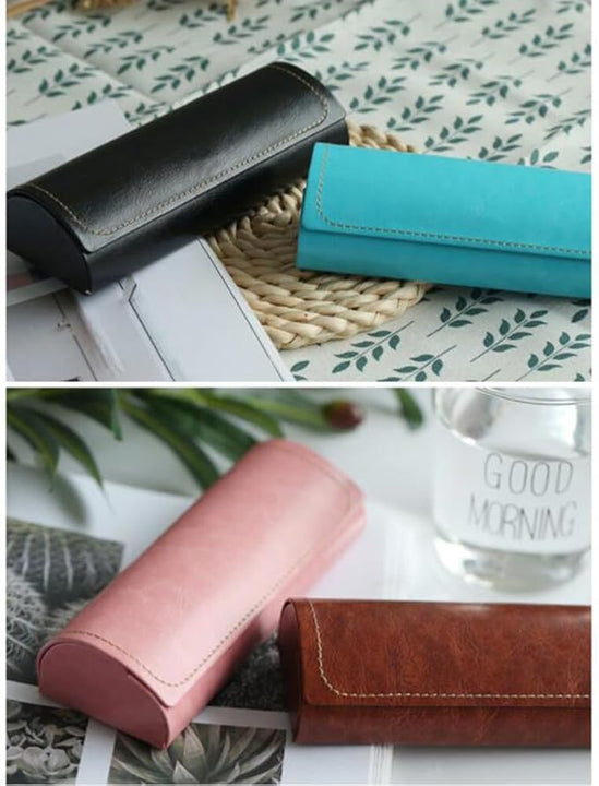 SUPVOX Hard Glasses Case Leather Sunglasses Eyeglasses Spectacle Storage Case Holder with Magnetic Closure men and women (Brown)