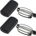 Fsread Folding Reading Glasses Compact Small Portable Blue Light Blocking Reader Spring Hinge Black 2 Pair +2.5