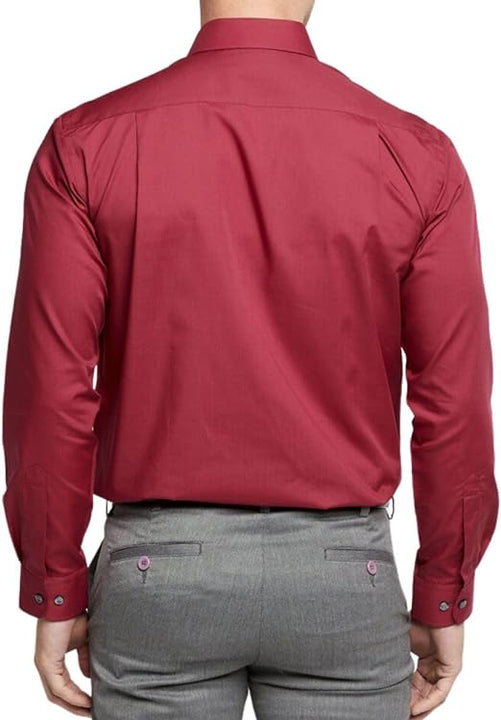 Double TWO Men's Long Sleeve Plain Formal Shirt Non Iron Classic Fit Business Dress Shirt